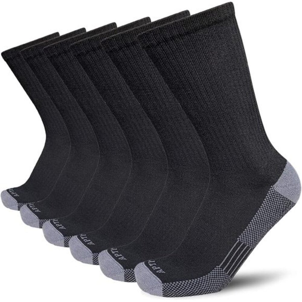 Mens Work Boot Socks Moisture Wicking Cushioned Crew Socks Heavy Duty Comfort